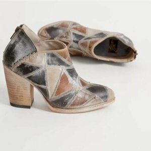 Freebird Steven Steel Boho Leather Ankle Boots Multi Patchwork Sz 11 RUNS SMALL